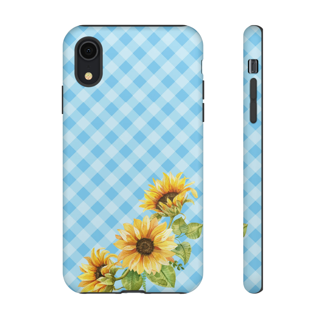 Blue Gingham Sunflower Phone Case