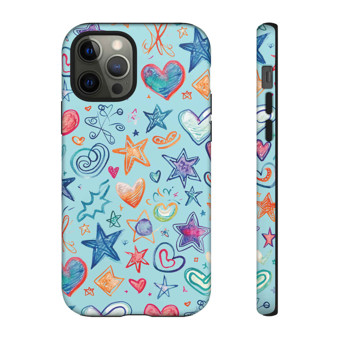 Hearts & Stars Love Doodle | Phone Case, iPhone/Galaxy/Pixel