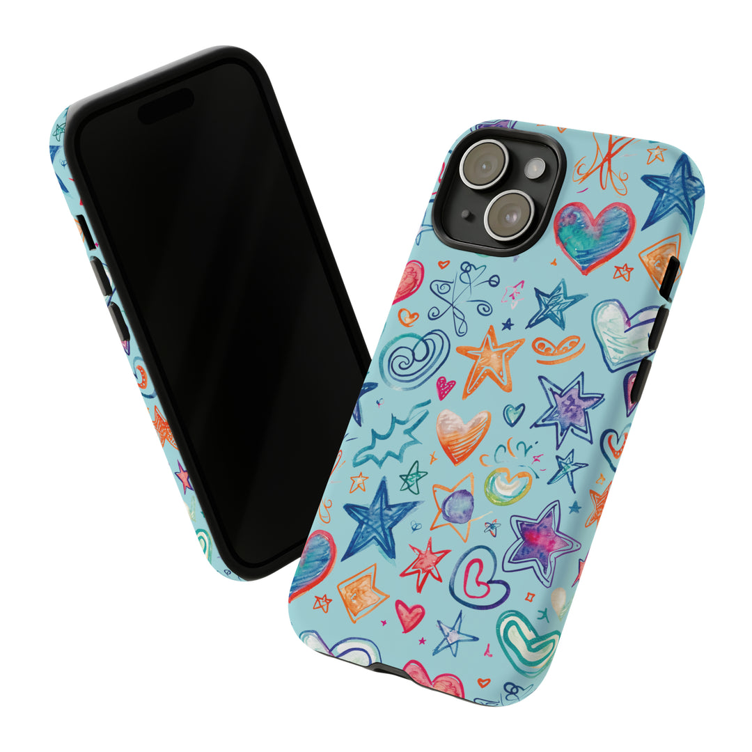 Hearts & Stars Love Doodle | Phone Case, iPhone/Galaxy/Pixel