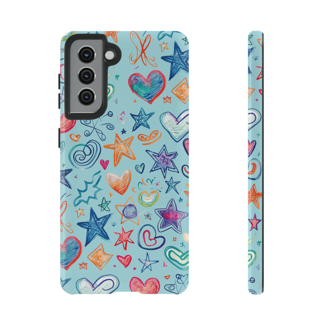 Hearts & Stars Love Doodle | Phone Case, iPhone/Galaxy/Pixel