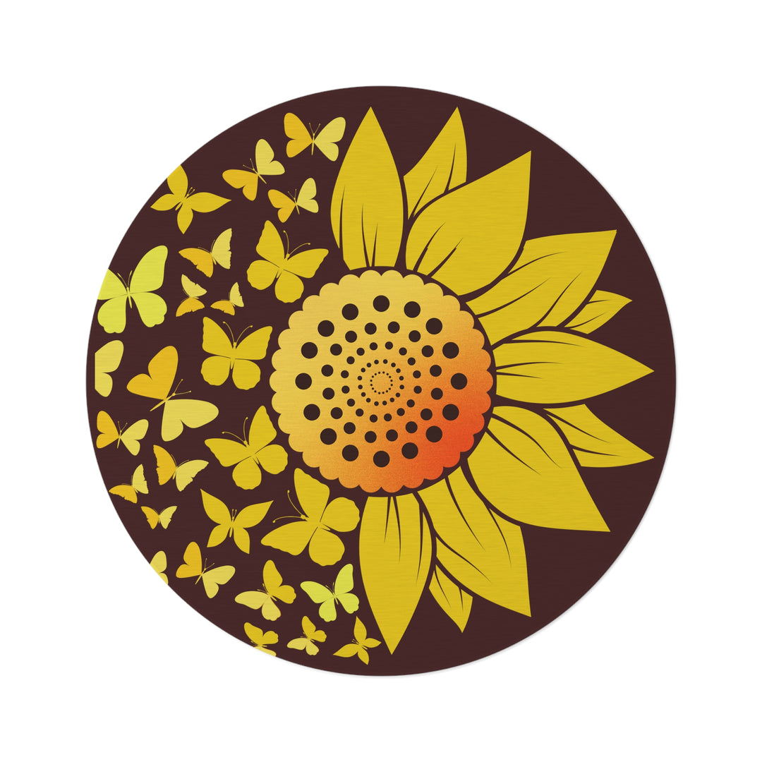 Sunflower Butterflies Take Flight 5 Foot Round Area Rug