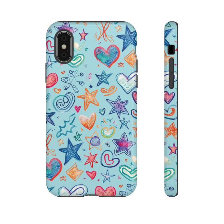 Hearts & Stars Love Doodle | Phone Case, iPhone/Galaxy/Pixel