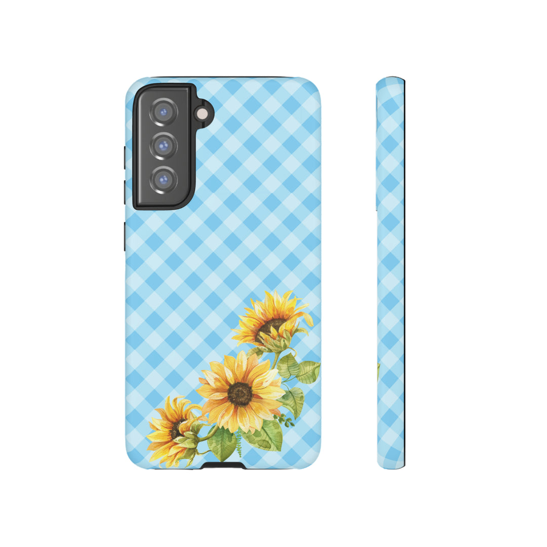 Blue Gingham Sunflower Phone Case