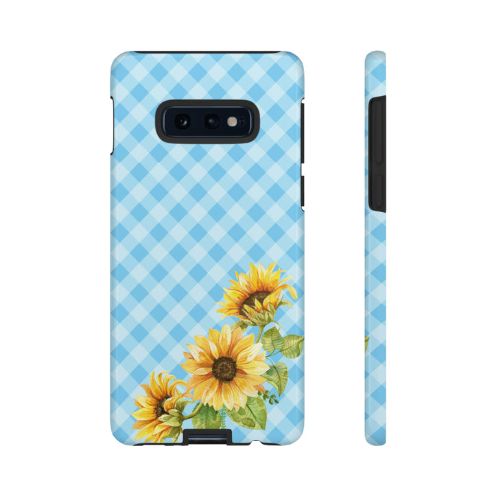 Blue Gingham Sunflower Phone Case