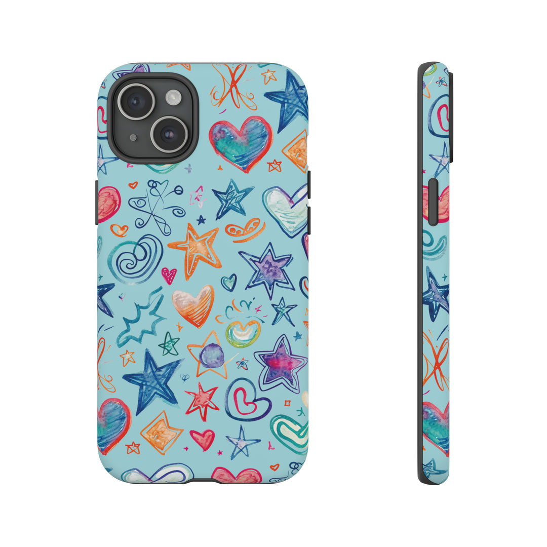 Hearts & Stars Love Doodle | Phone Case, iPhone/Galaxy/Pixel