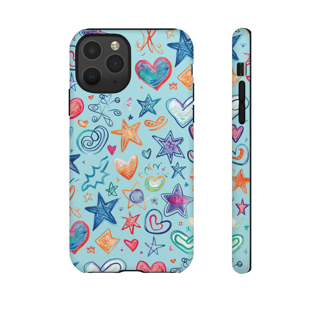 Hearts & Stars Love Doodle | Phone Case, iPhone/Galaxy/Pixel