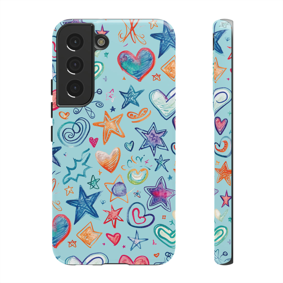 Hearts & Stars Love Doodle | Phone Case, iPhone/Galaxy/Pixel