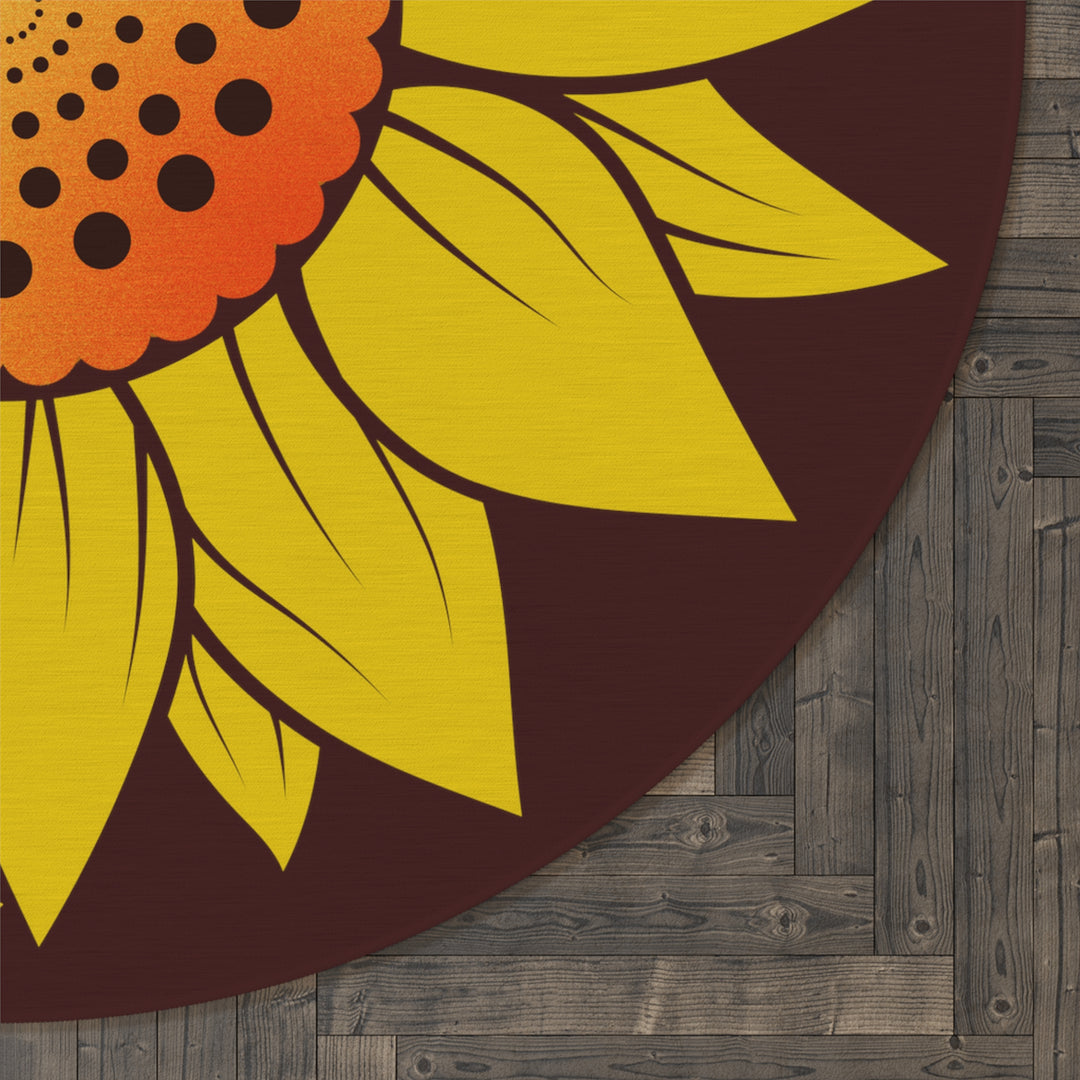 Sunflower Butterflies Take Flight 5 Foot Round Area Rug