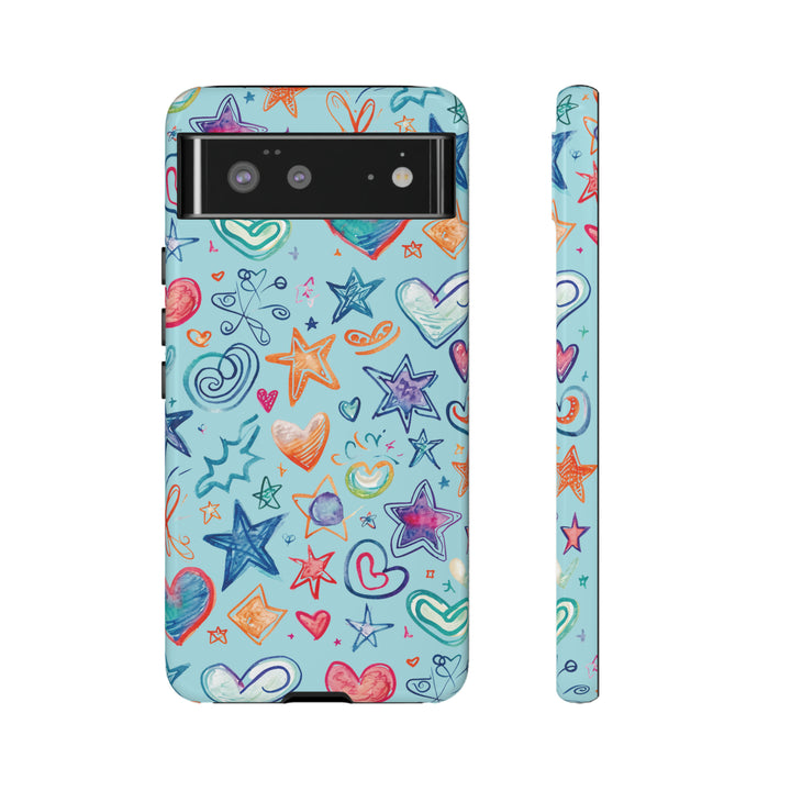 Hearts & Stars Love Doodle | Phone Case, iPhone/Galaxy/Pixel