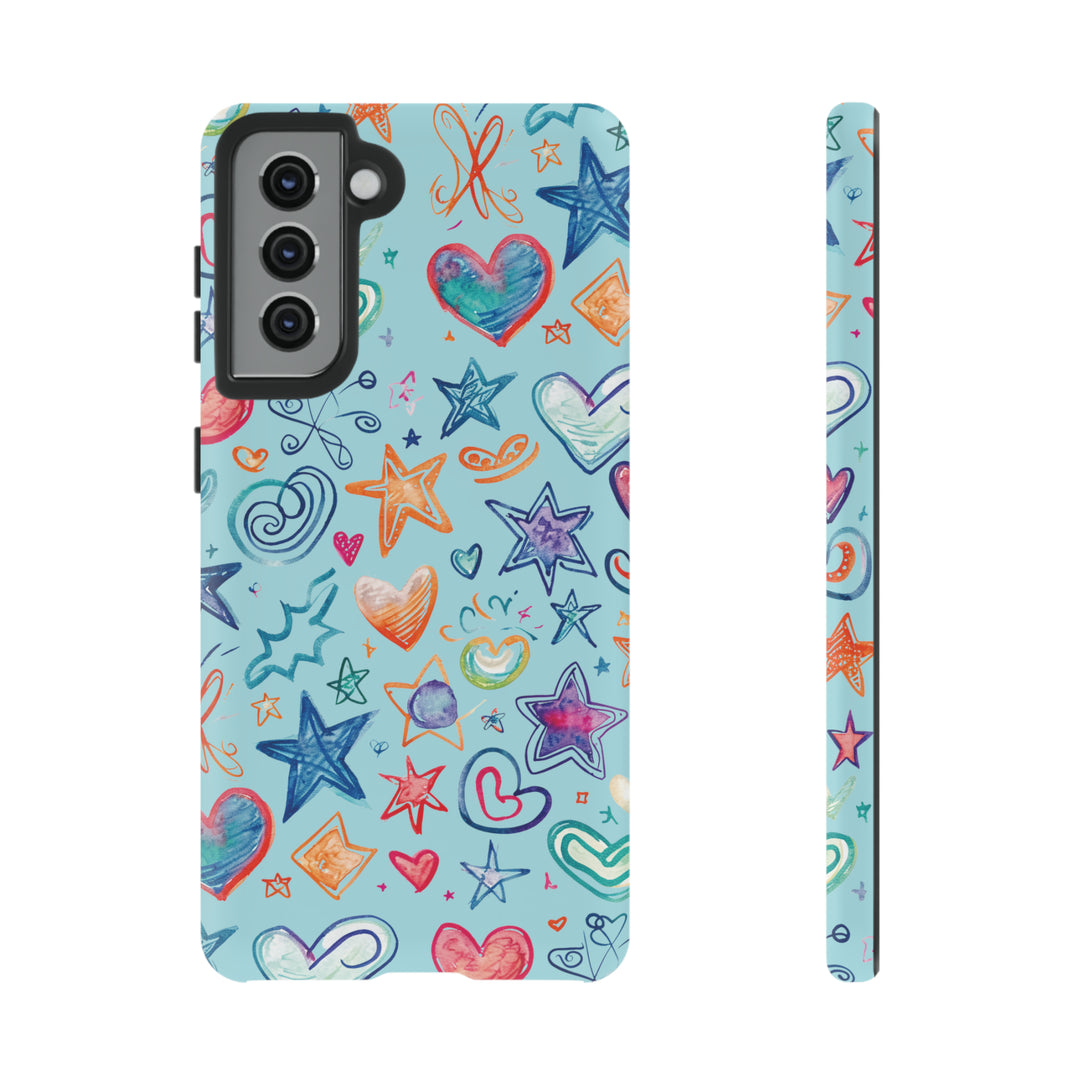 Hearts & Stars Love Doodle | Phone Case, iPhone/Galaxy/Pixel