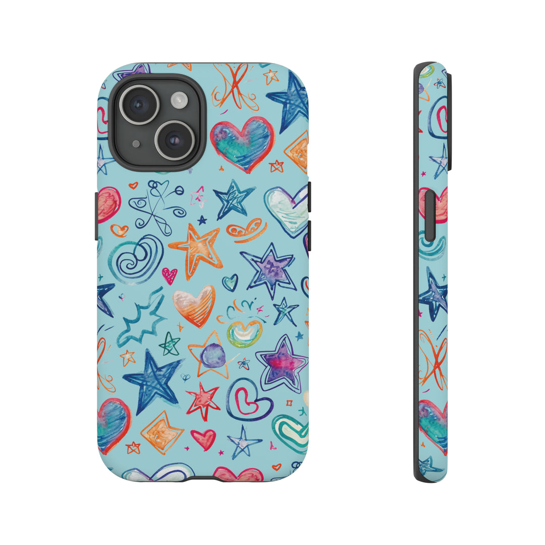 Hearts & Stars Love Doodle | Phone Case, iPhone/Galaxy/Pixel