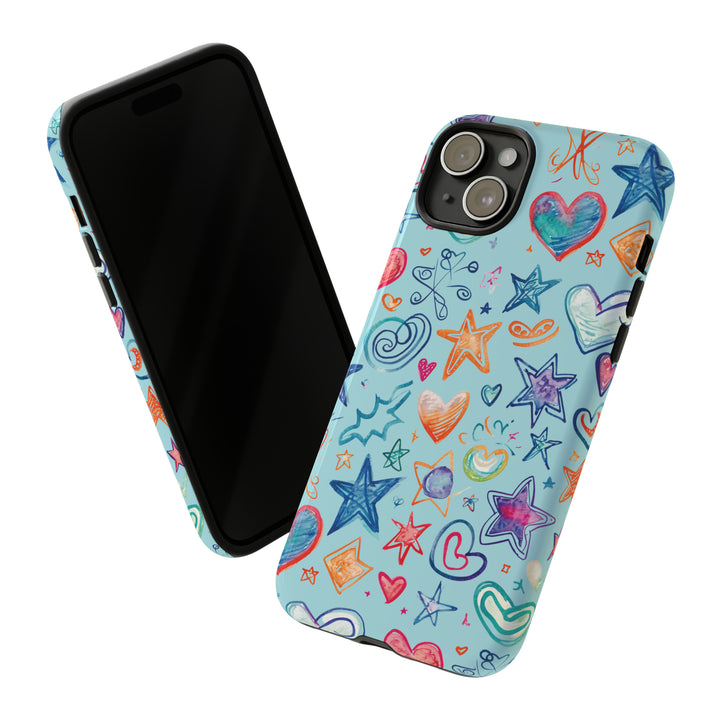 Hearts & Stars Love Doodle | Phone Case, iPhone/Galaxy/Pixel