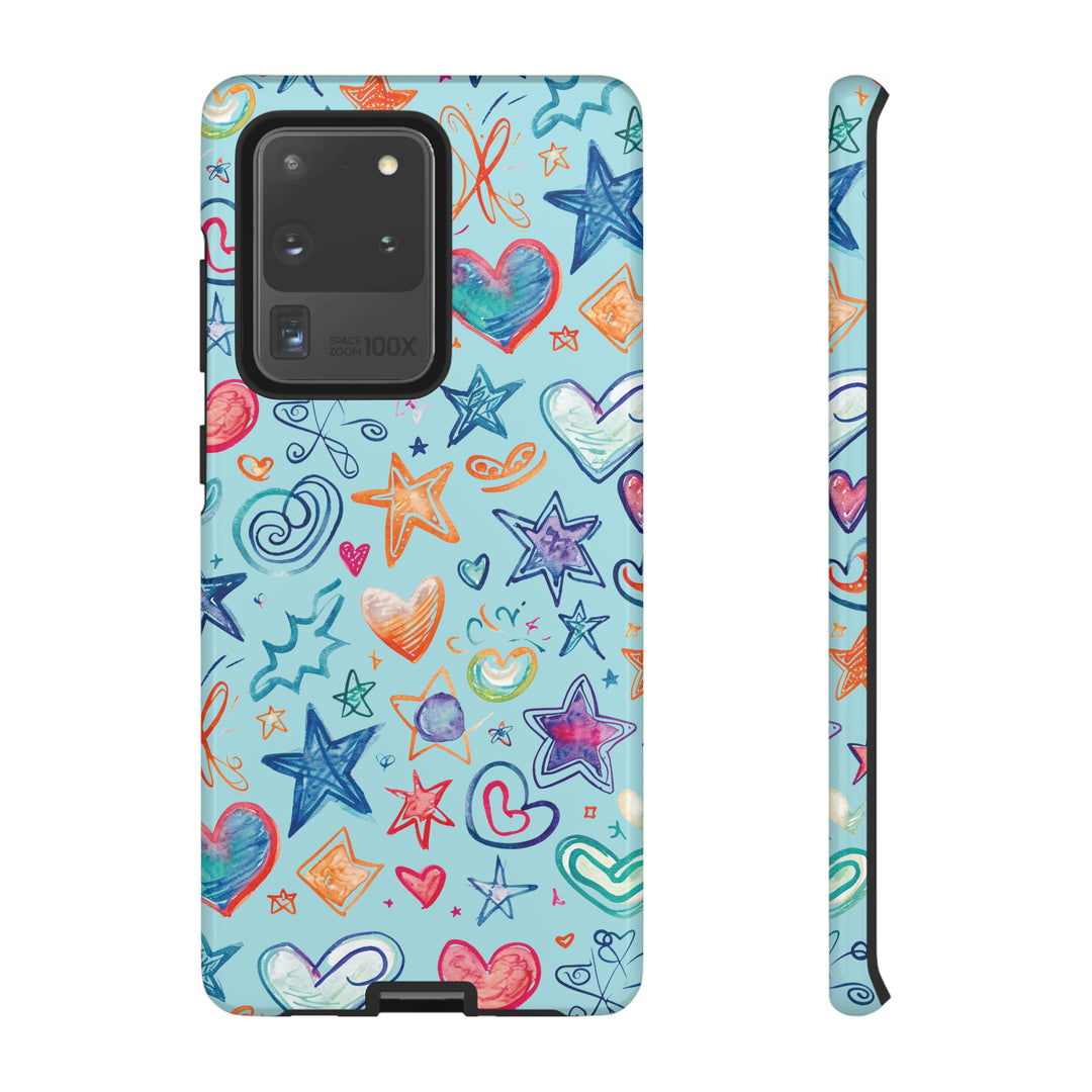 Hearts & Stars Love Doodle | Phone Case, iPhone/Galaxy/Pixel