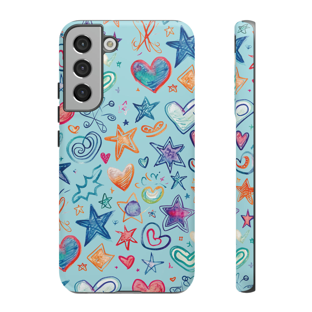 Hearts & Stars Love Doodle | Phone Case, iPhone/Galaxy/Pixel