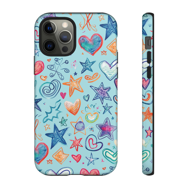 Hearts & Stars Love Doodle | Phone Case, iPhone/Galaxy/Pixel