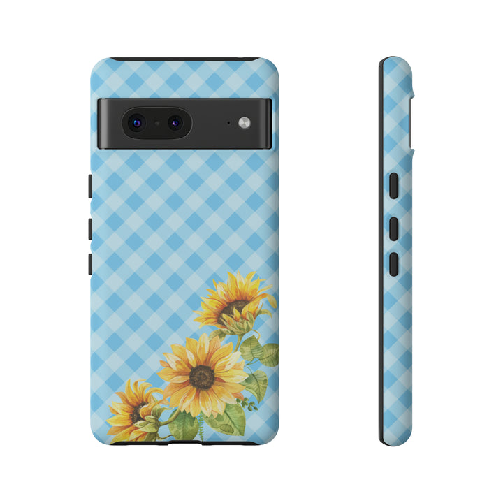 Blue Gingham Sunflower Phone Case