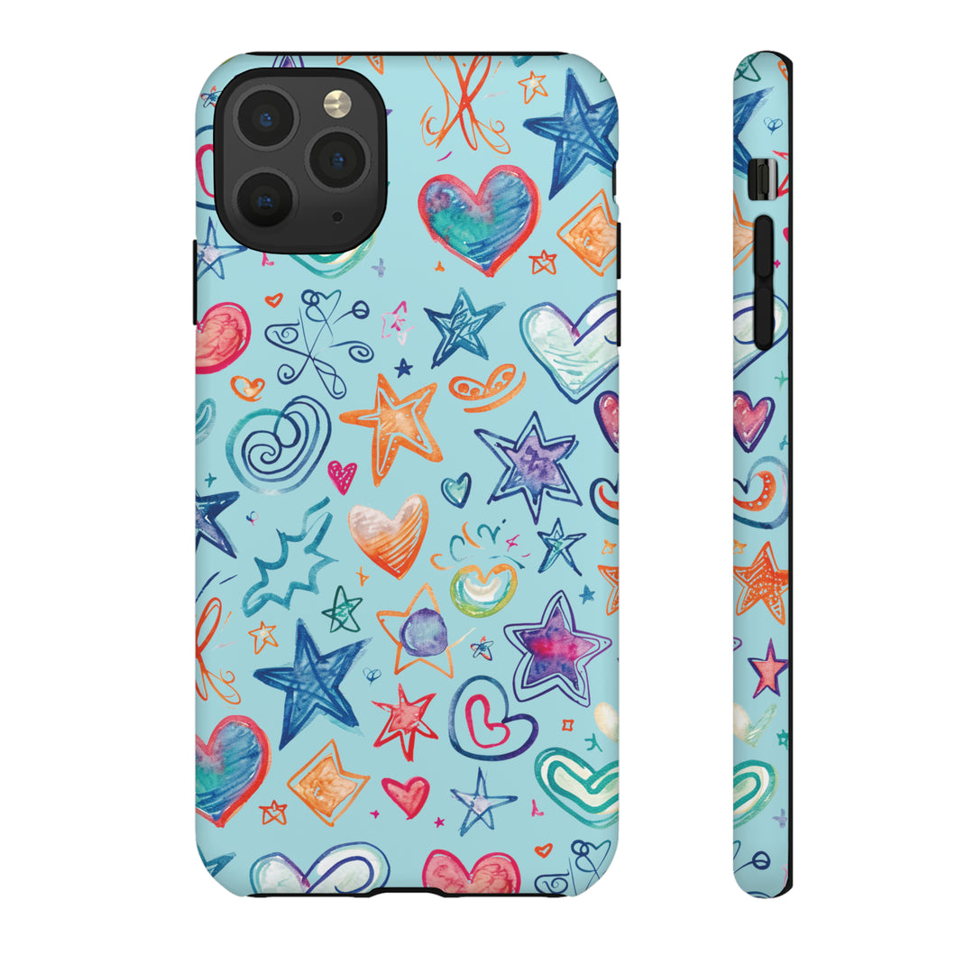 Hearts & Stars Love Doodle | Phone Case, iPhone/Galaxy/Pixel