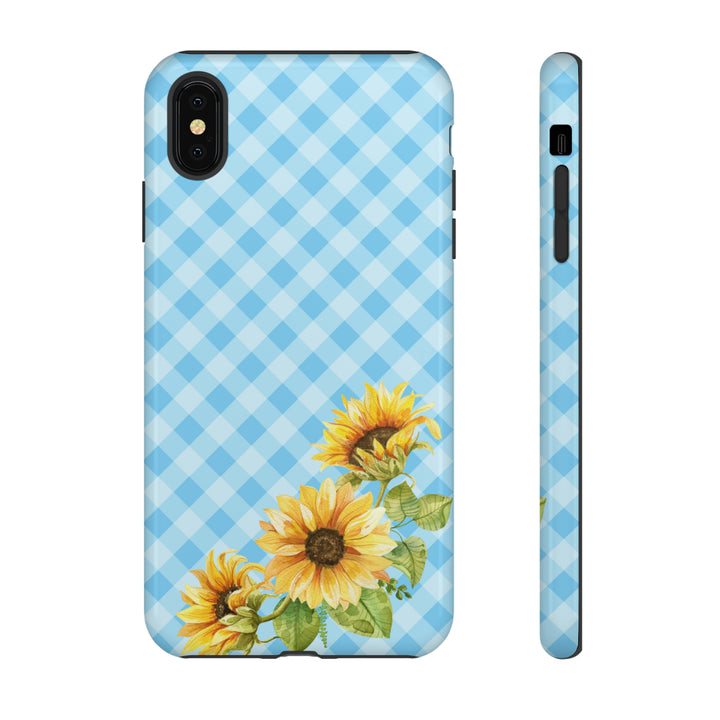 Blue Gingham Sunflower Phone Case