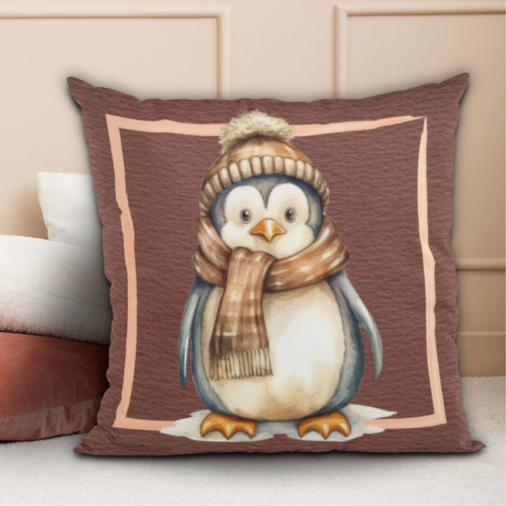 Framed Penguin Winter Decorative Throw Pillow