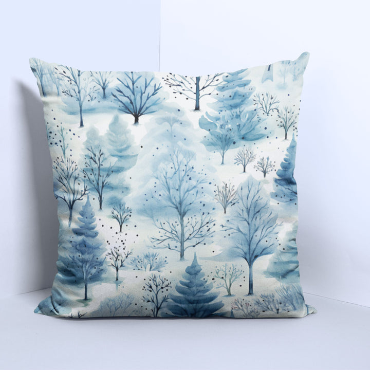 Icy Forest Pattern Winter Decorative Throw Pillow