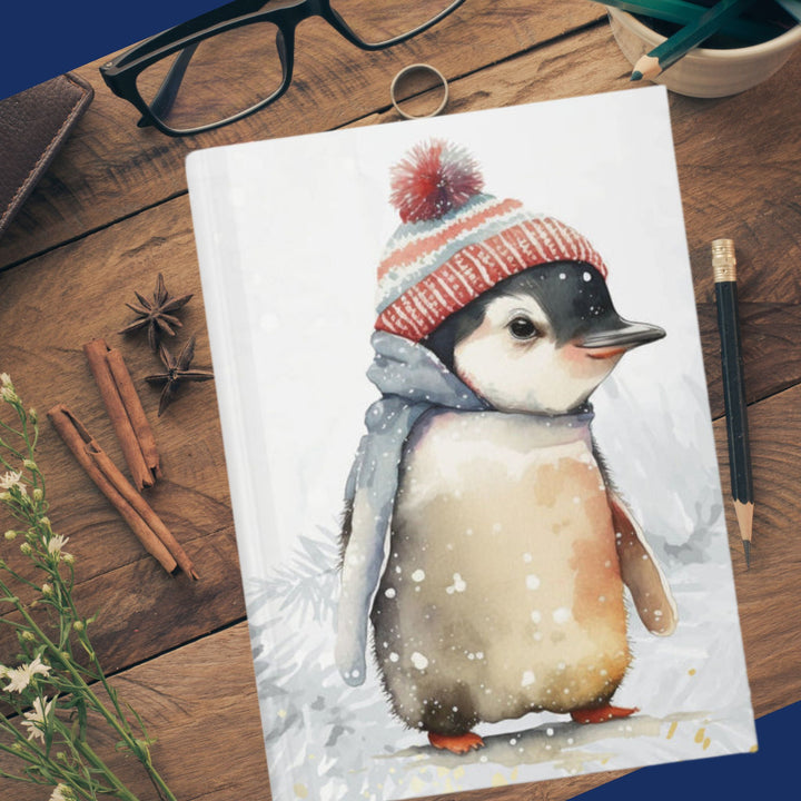 Cute Winter Penguin Hardcover Journal