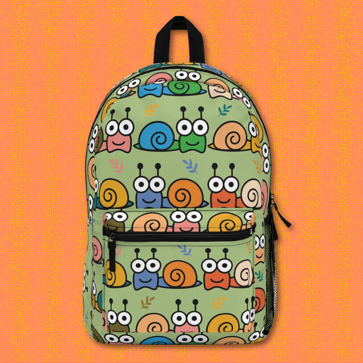 Silly Playful Snail Parade | Lightweight Printed Backpack