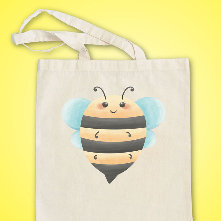 Silly Smiling Bee | Reusable Canvas Tote Bag 100% Cotton