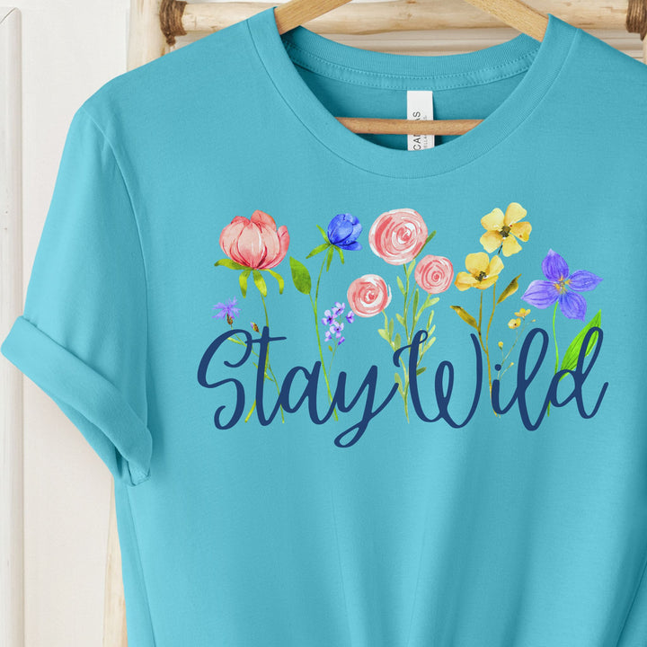 Stay Wild Watercolor Wildflowers Women's Graphic Tshirt