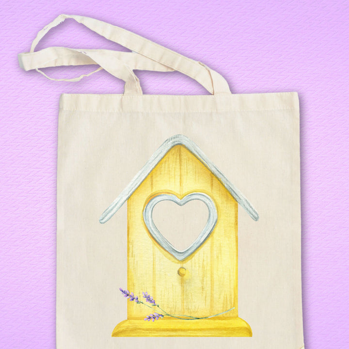 Sunshine Spring Birdhouse | Canvas Tote Bag