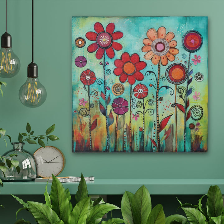 Whimsical Flower Garden Canvas Wall Art