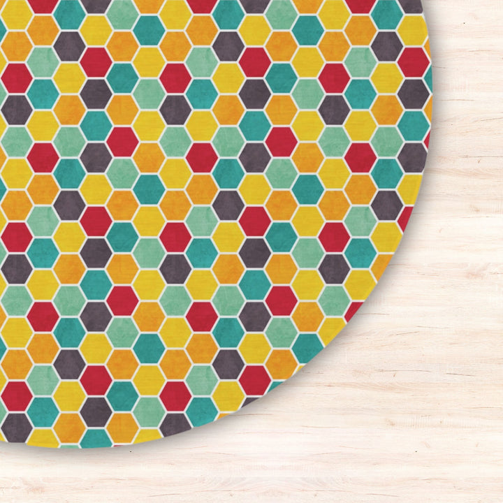 Colorful Honeycomb 5' Round Area Rug