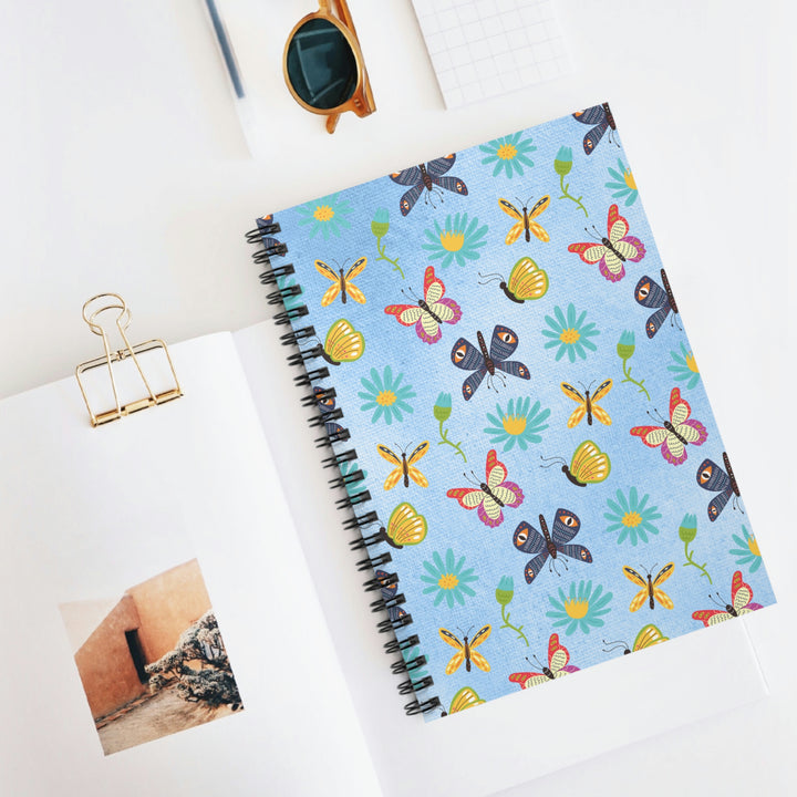 Whimsical Blooms and Butterflies - 8"x6" Spiral Notebook Idylissa