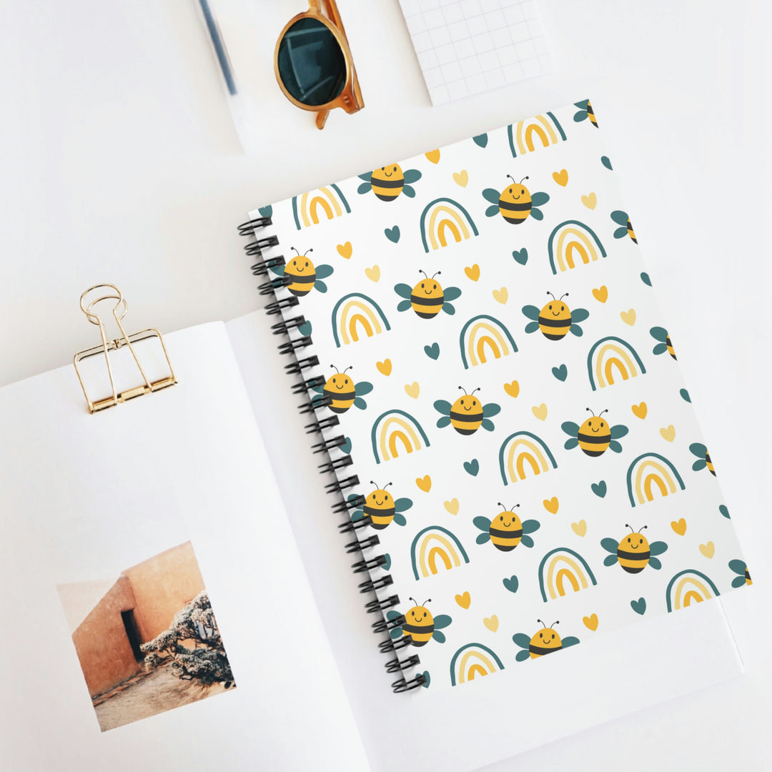 A Bright Day For Happy Bees - 8"x6" Spiral Notebook Idylissa