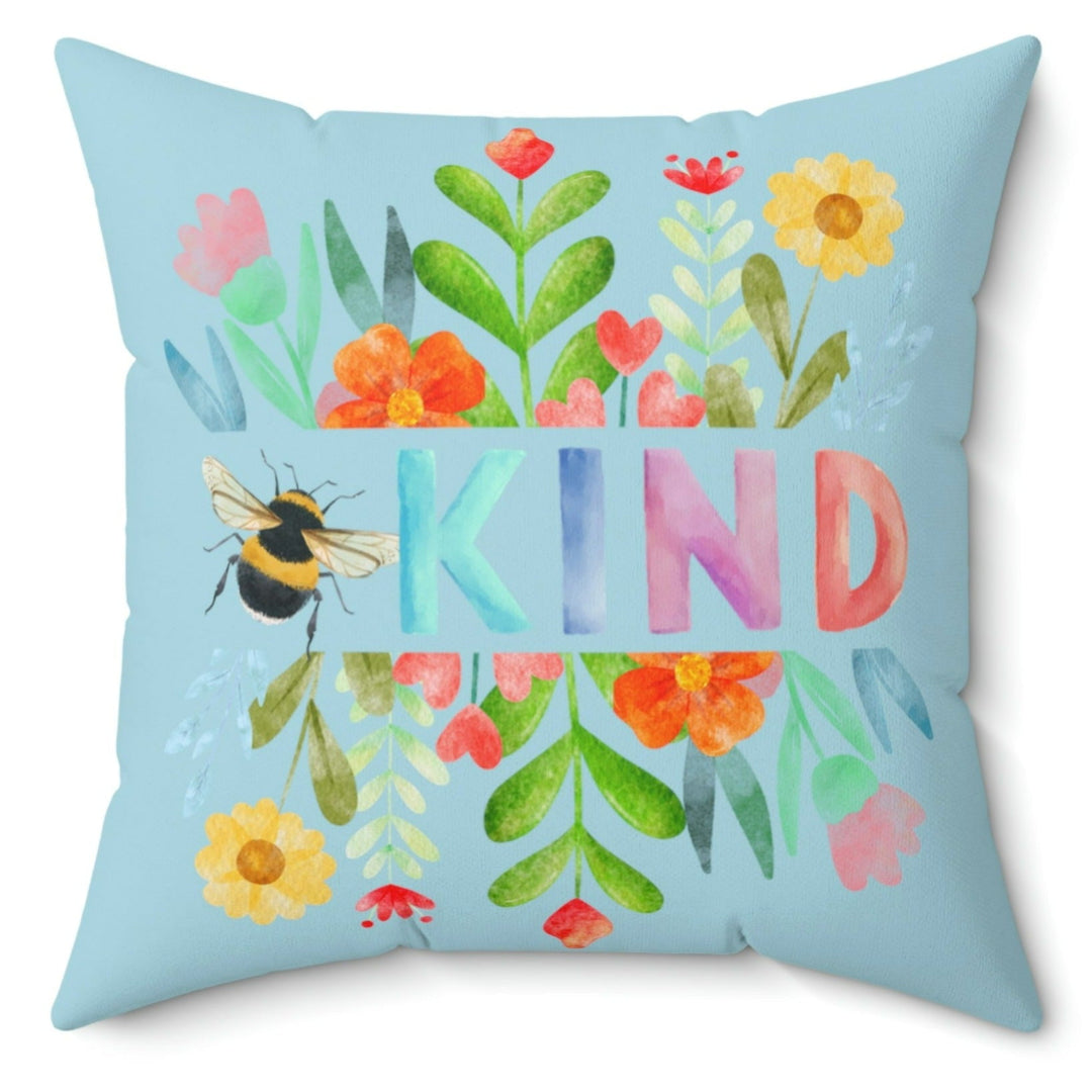 Wild Kindness in the Wildflowers Blue Throw Pillow Idylissa