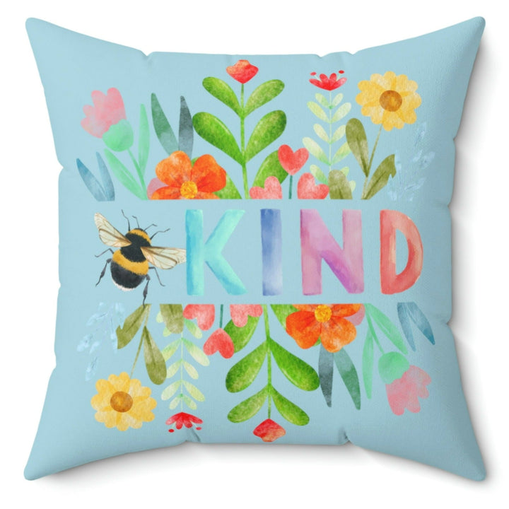 Wild Kindness in the Wildflowers Blue Throw Pillow Idylissa