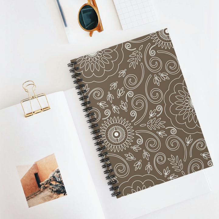 Garden Doodle Dreams - Brown 8"x6" Spiral Notebook Idylissa