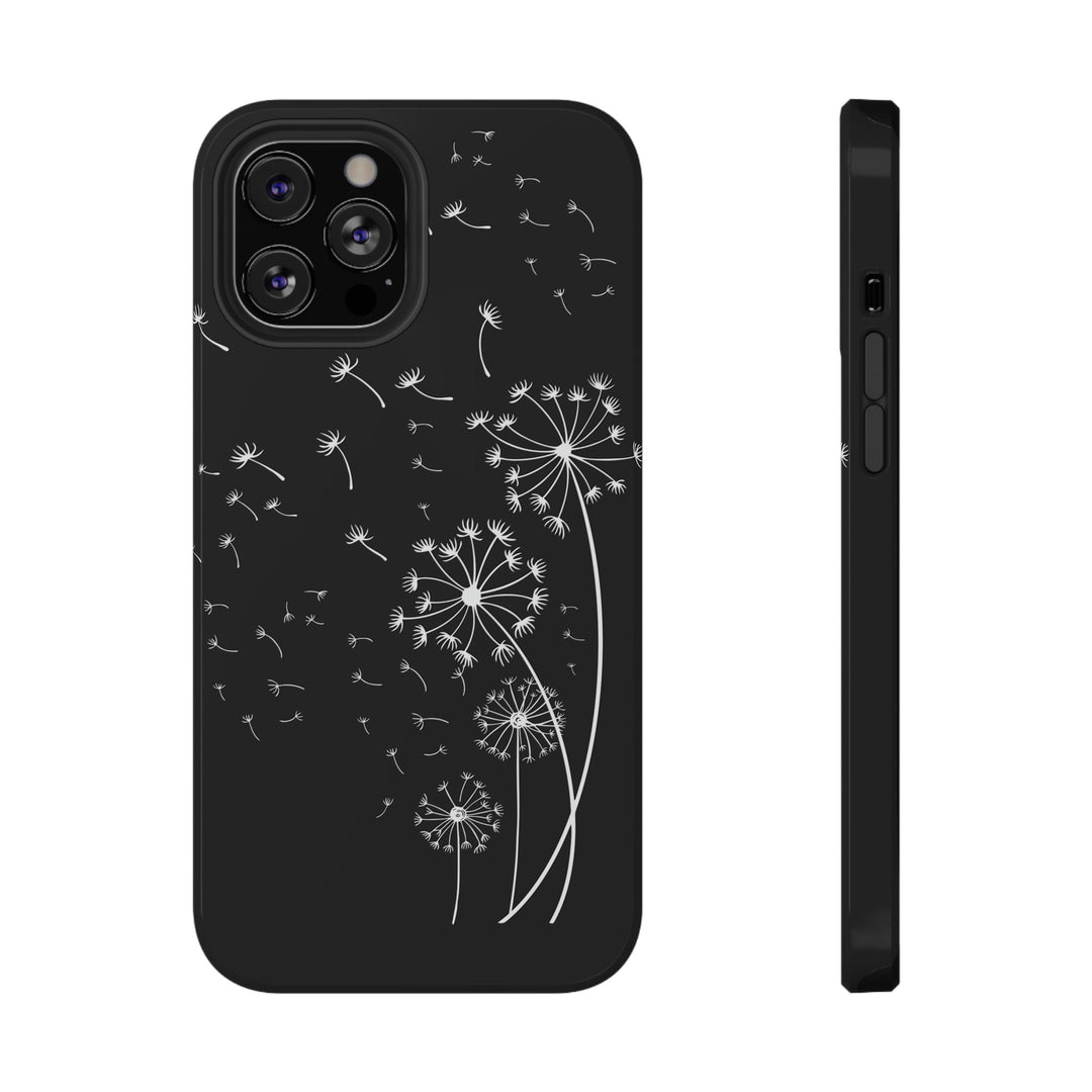 Black Dandelion Wishes Phone Case Idylissa