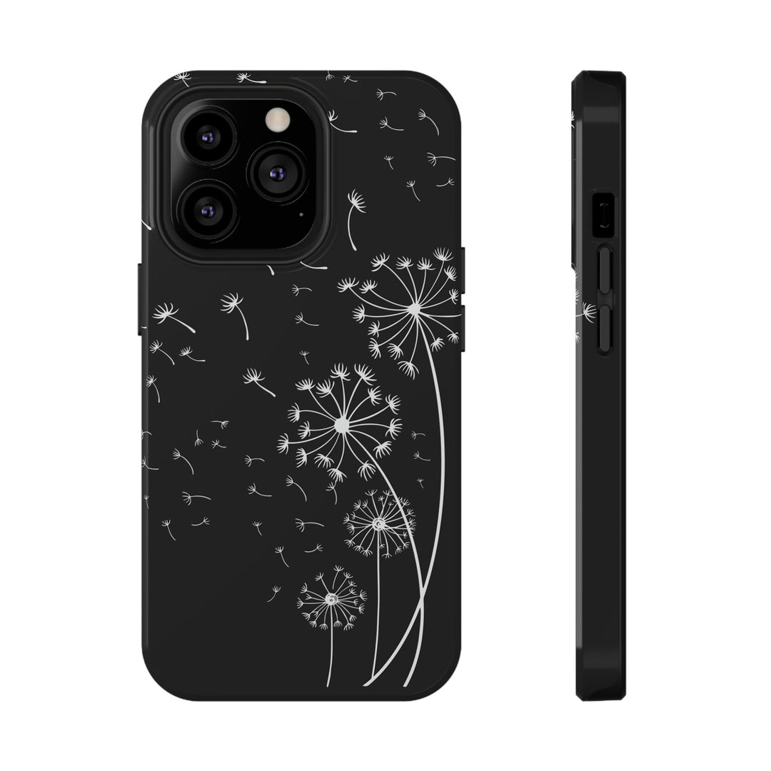 Black Dandelion Wishes Phone Case Idylissa