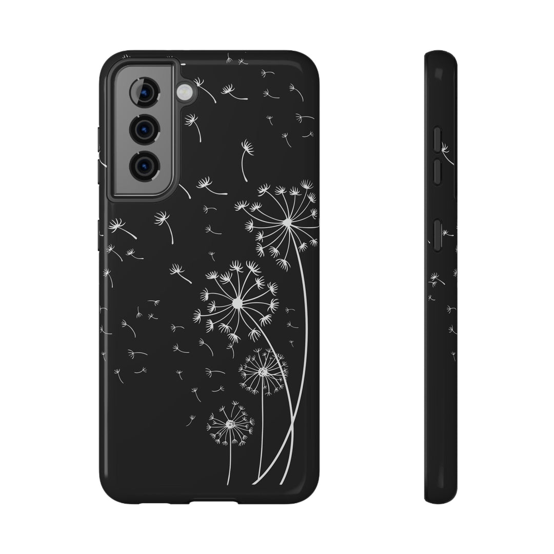 Black Dandelion Wishes Phone Case Idylissa