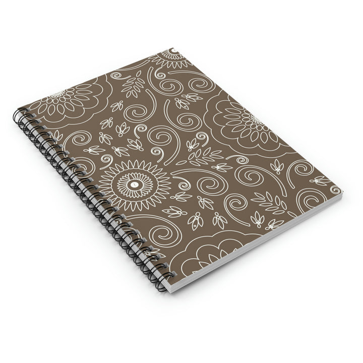 Garden Doodle Dreams - Brown 8"x6" Spiral Notebook Idylissa