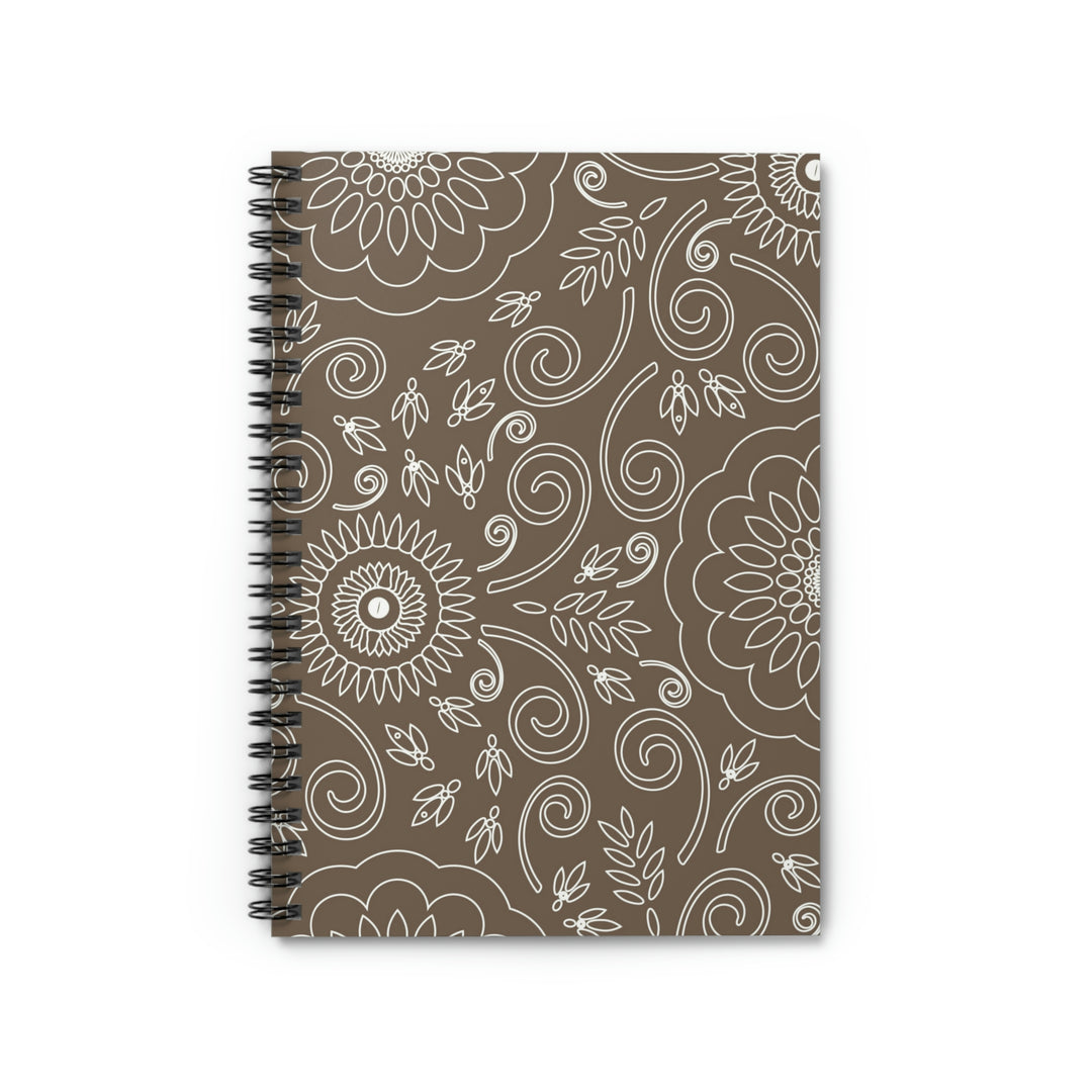 Garden Doodle Dreams - Brown 8"x6" Spiral Notebook Idylissa