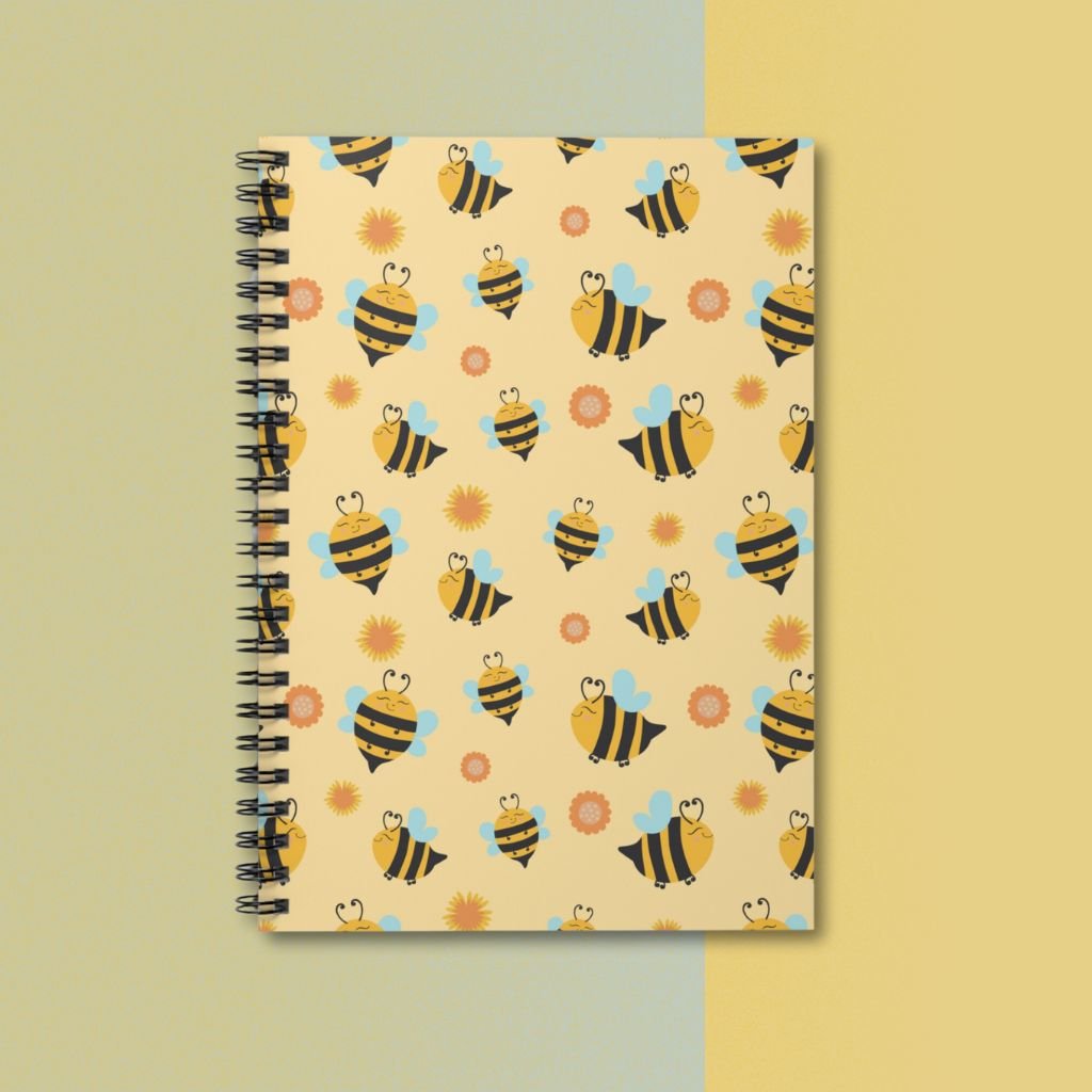 Playful Dancing Bee Friends - 8"x6" Spiral Notebook Idylissa