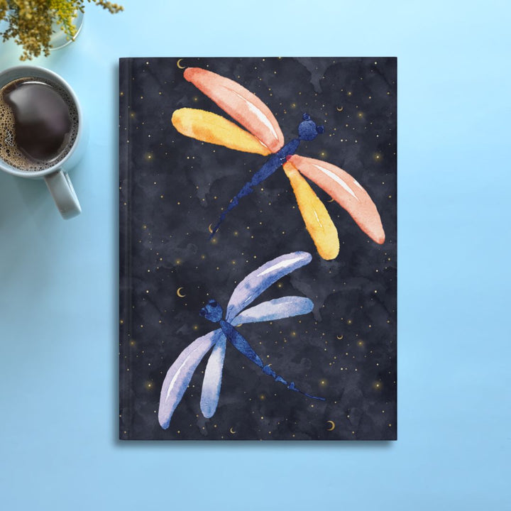 Dragonfly Duo in the Night Skies - Hardcover Journal Idylissa