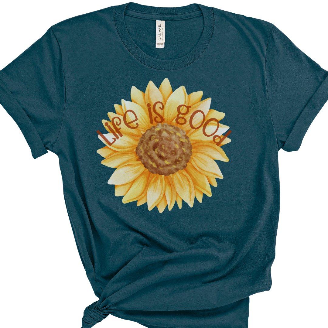 Life Is Good Sunflower Classic Graphic Tee - Choose From 3 Colors