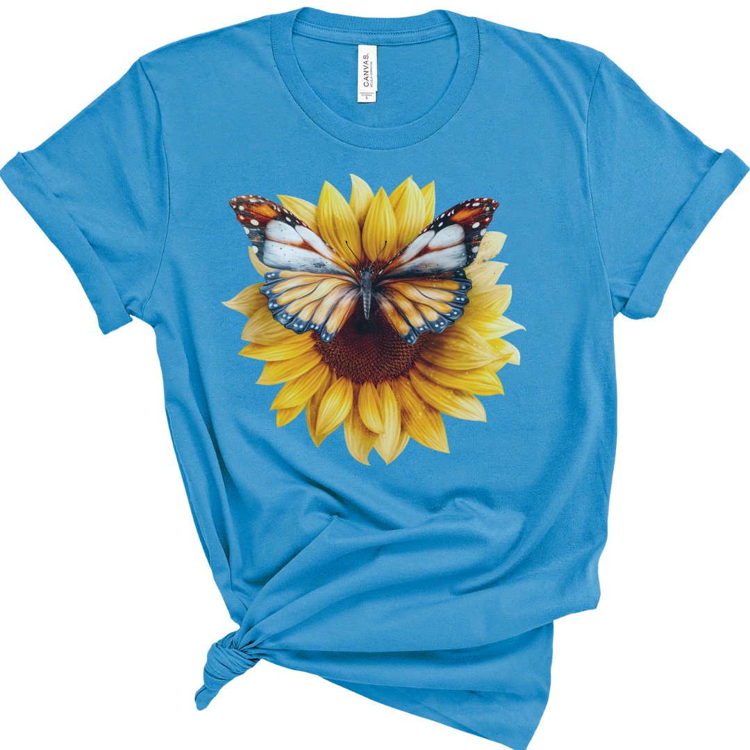 Open Butterfly Sunflower Classic Graphic Tee - SIX COLORS