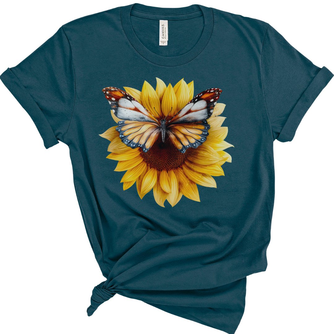 Open Butterfly Sunflower Classic Graphic Tee - SIX COLORS