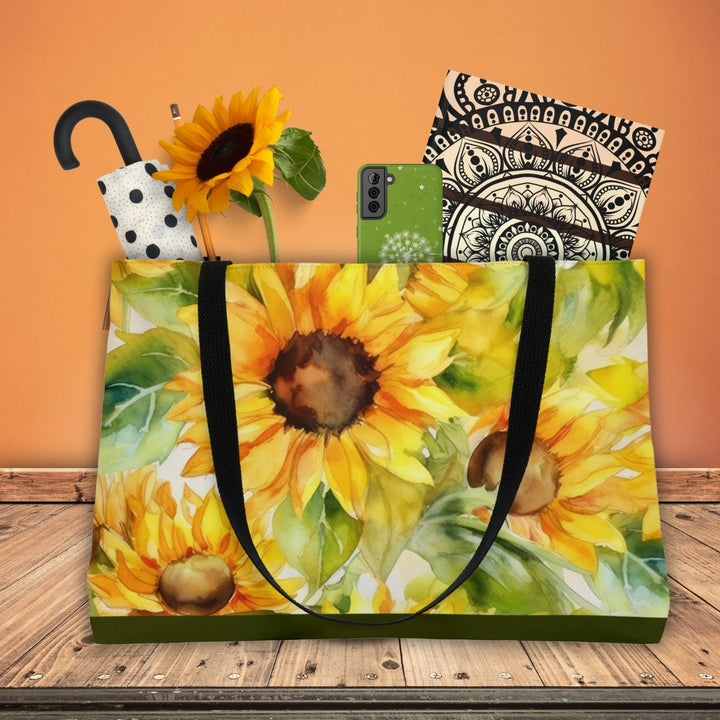 Watercolor Print Field of Sunflowers Everything Bag