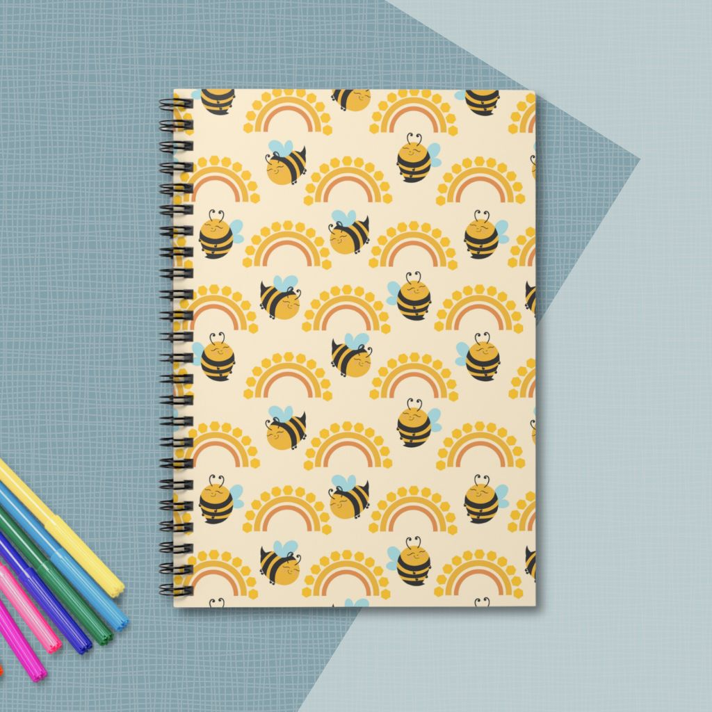 Happy Bees in the Sunshine - 8"x6" Spiral Notebook Idylissa