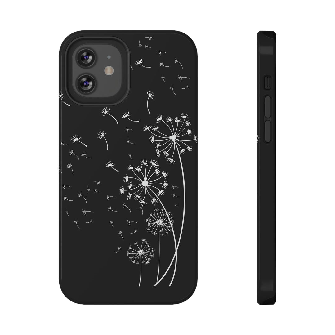 Black Dandelion Wishes Phone Case Idylissa