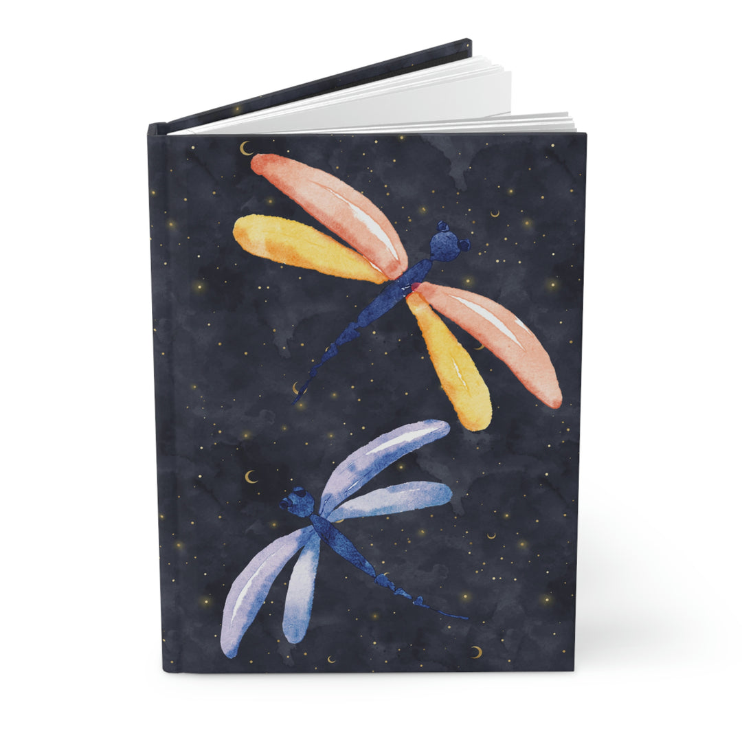 Dragonfly Duo in the Night Skies - Hardcover Journal Idylissa